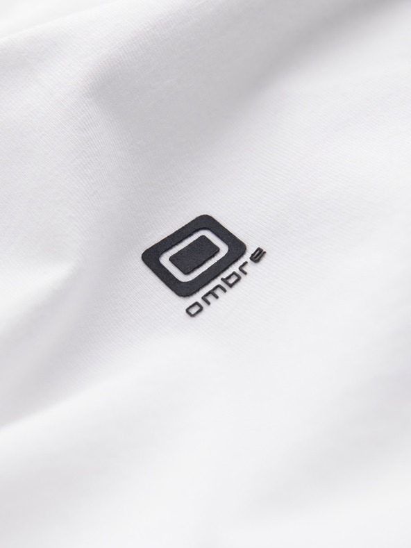 Ombre Clothing Bela moška majica z V-izrezom Ombre Clothing