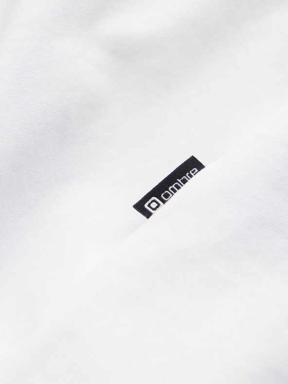 Ombre Clothing Bela moška majica z V-izrezom Ombre Clothing