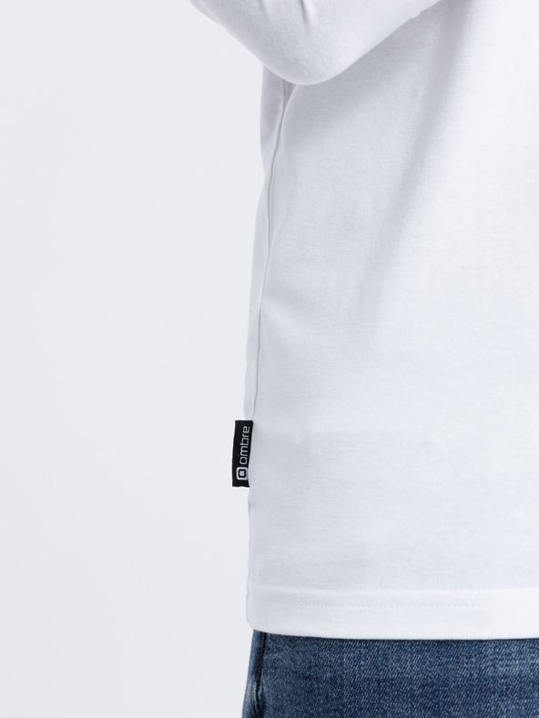 Ombre Clothing Bela moška majica z V-izrezom Ombre Clothing