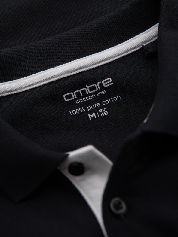 Ombre Clothing Črna moška polo majica Ombre oblačila