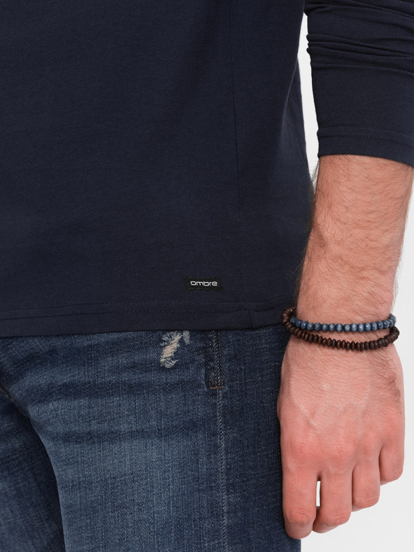 Ombre Clothing Temno modra moška srajca z gumbi Ombre Clothing HENLEY