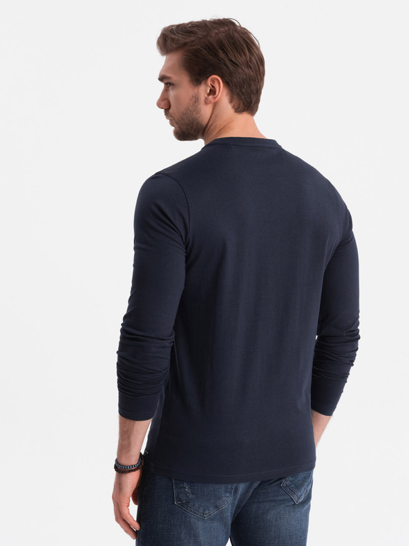 Ombre Clothing Temno modra moška srajca z gumbi Ombre Clothing HENLEY
