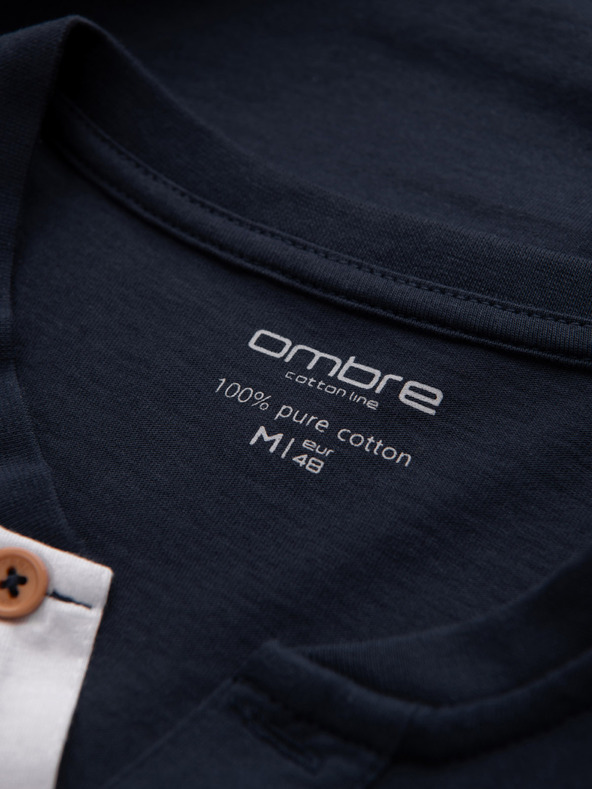 Ombre Clothing Temno modra moška srajca z gumbi Ombre Clothing HENLEY