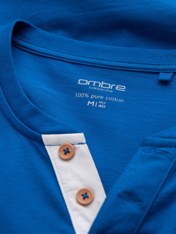Ombre Clothing Modra moška srajca z gumbi Ombre Clothing HENLEY
