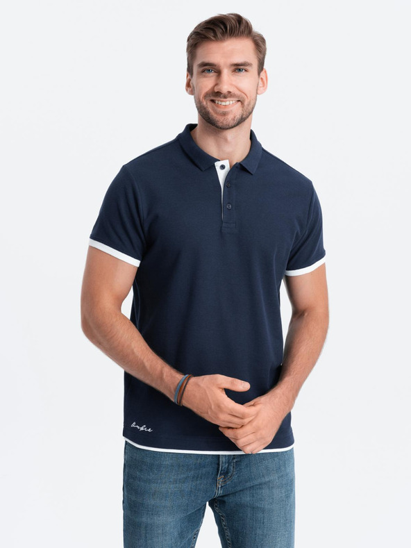 Ombre Clothing Temno modra moška polo majica Ombre Clothing