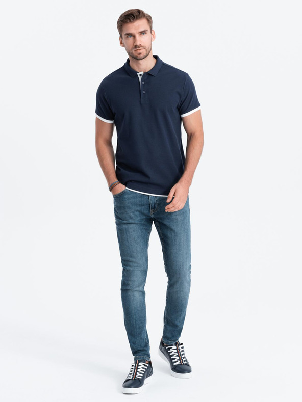Ombre Clothing Temno modra moška polo majica Ombre Clothing