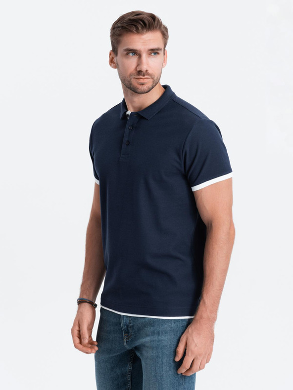 Ombre Clothing Temno modra moška polo majica Ombre Clothing
