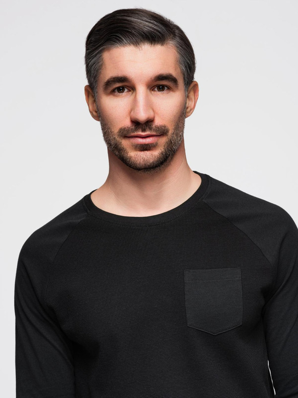 Ombre Clothing Črna moška srajca z žepom Ombre Clothing