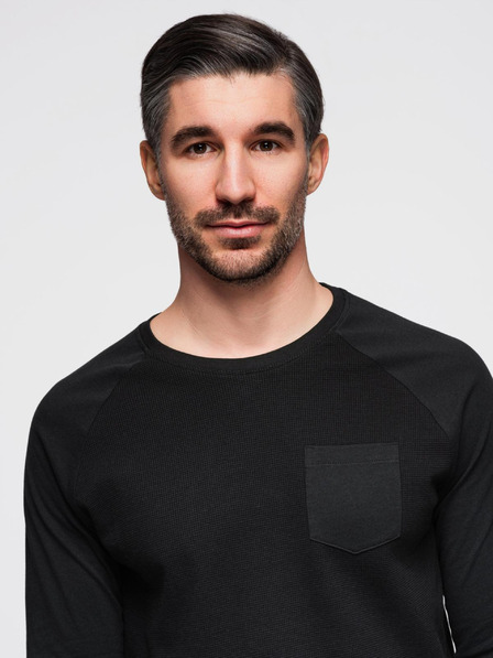 Ombre Clothing Črna moška srajca z žepom Ombre Clothing