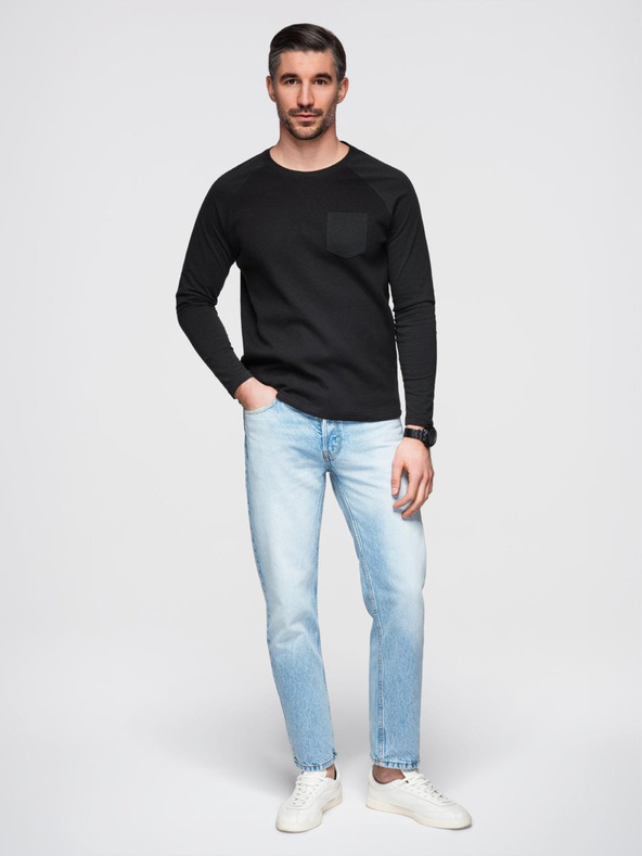 Ombre Clothing Črna moška srajca z žepom Ombre Clothing