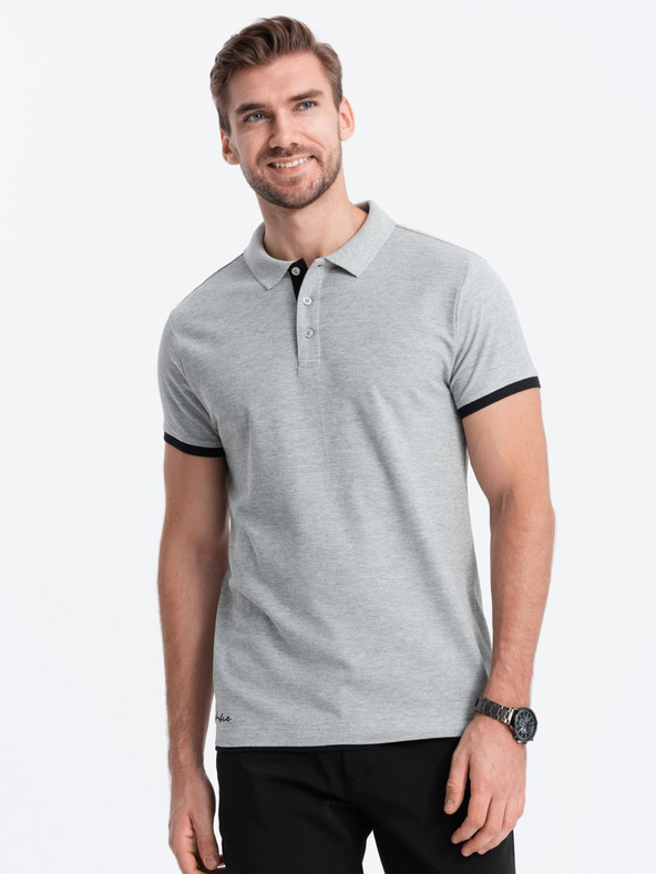 Ombre Clothing Siva moška polo majica Ombre Clothing
