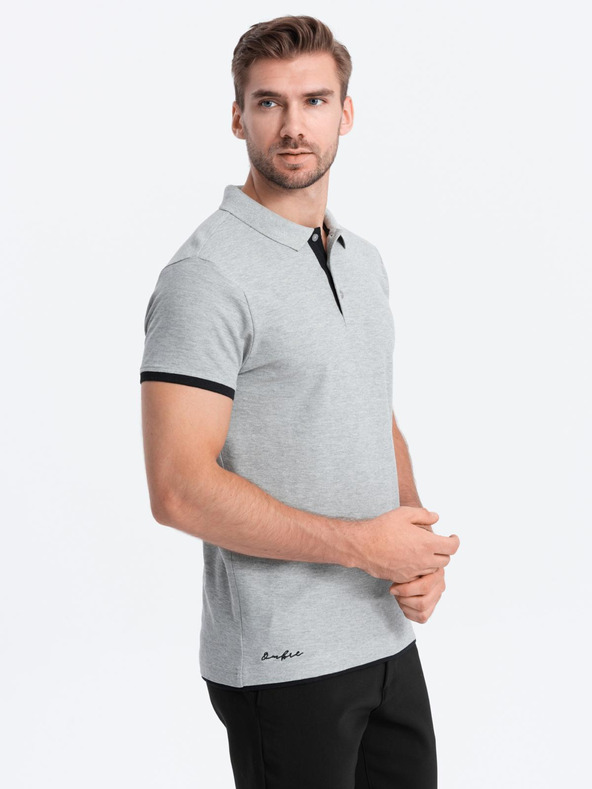 Ombre Clothing Siva moška polo majica Ombre Clothing