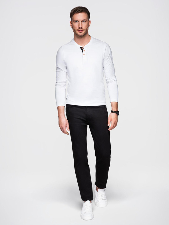 Ombre Clothing Bela moška srajca z gumbi Ombre Clothing HENLEY