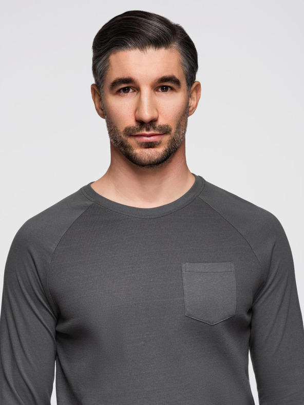 Ombre Clothing Temno siva moška osnovna srajca z žepom Ombre Clothing