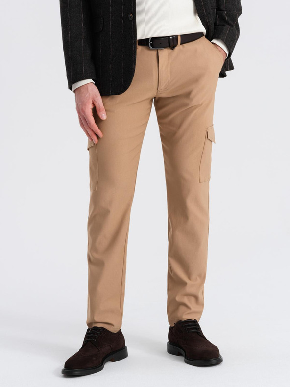 Ombre Clothing Svetlo rjave moške tovorne hlače Ombre Clothing