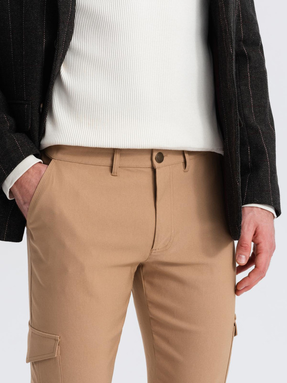 Ombre Clothing Svetlo rjave moške tovorne hlače Ombre Clothing