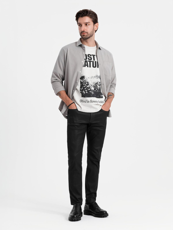 Ombre Clothing Moška siva majica Ombre Clothing