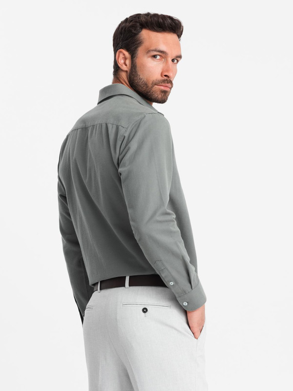 Ombre Clothing Kaki moška srajca Ombre Clothing