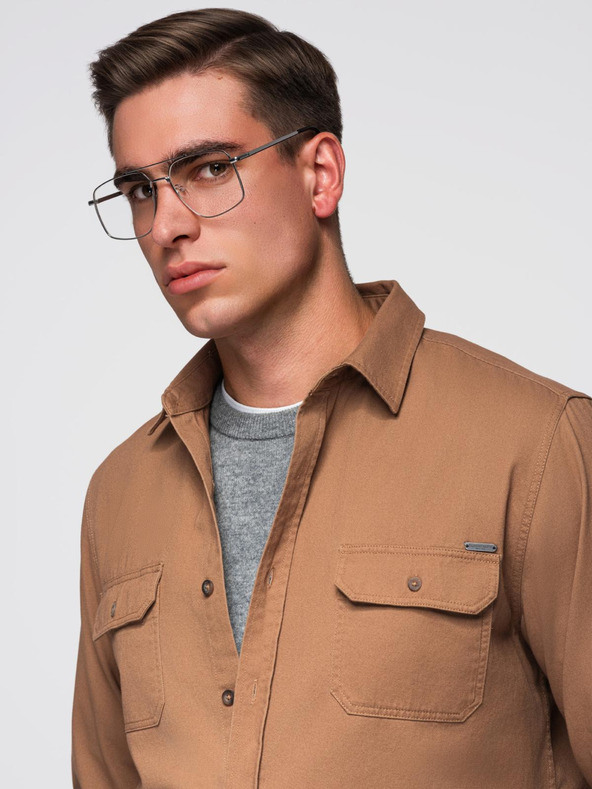 Ombre Clothing Rjava moška srajca Ombre Clothing