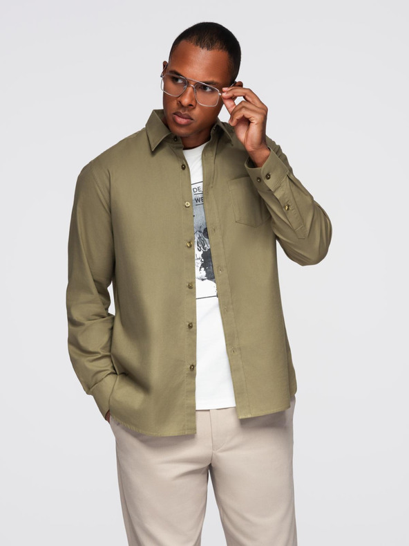 Ombre Clothing Zelena moška majica z oblačili Ombre Clothing