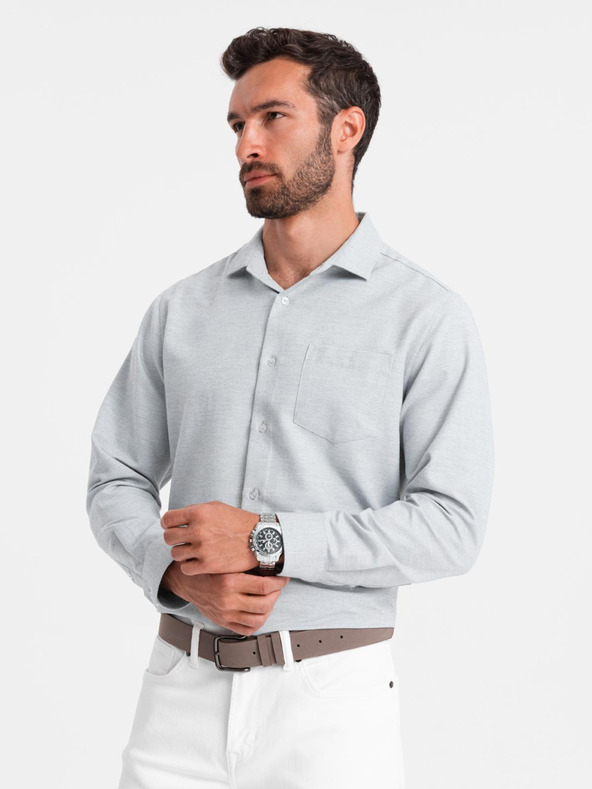Ombre Clothing Svetlo siva moška srajca Ombre Clothing