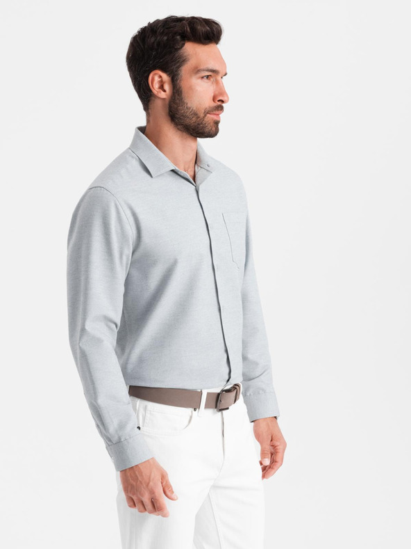 Ombre Clothing Svetlo siva moška srajca Ombre Clothing