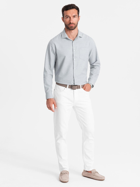 Ombre Clothing Svetlo siva moška srajca Ombre Clothing