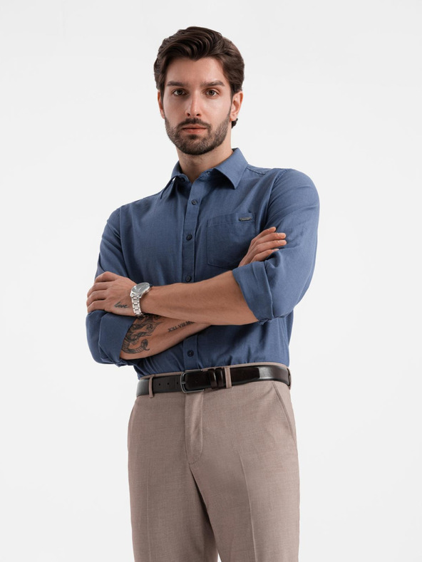 Ombre Clothing Temno modra moška srajca Ombre oblačila