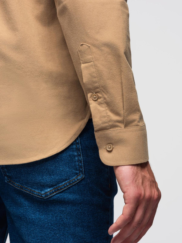 Ombre Clothing Svetlo rjava moška srajca Ombre Clothing