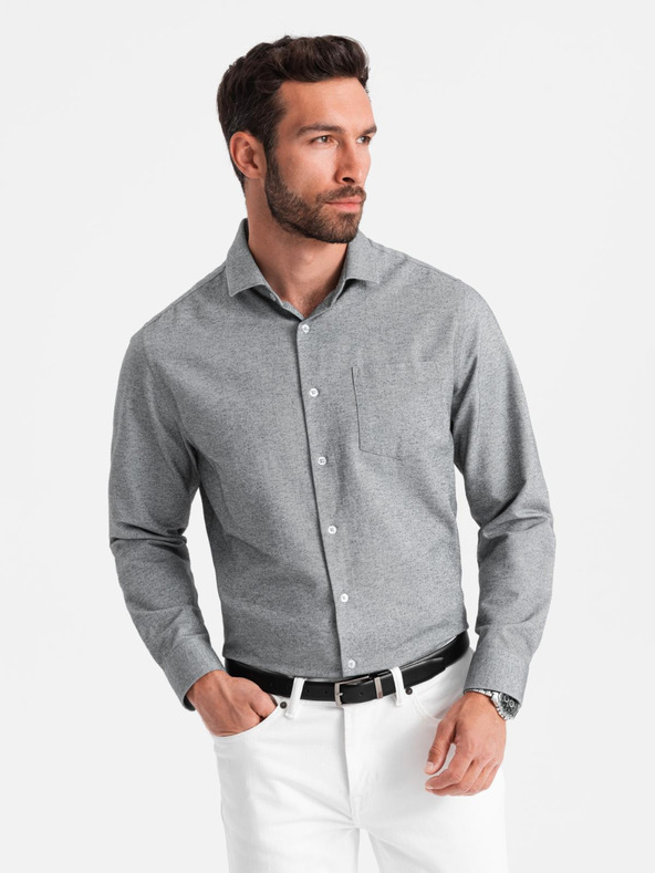 Ombre Clothing Svetlo siva moška srajca Ombre Clothing