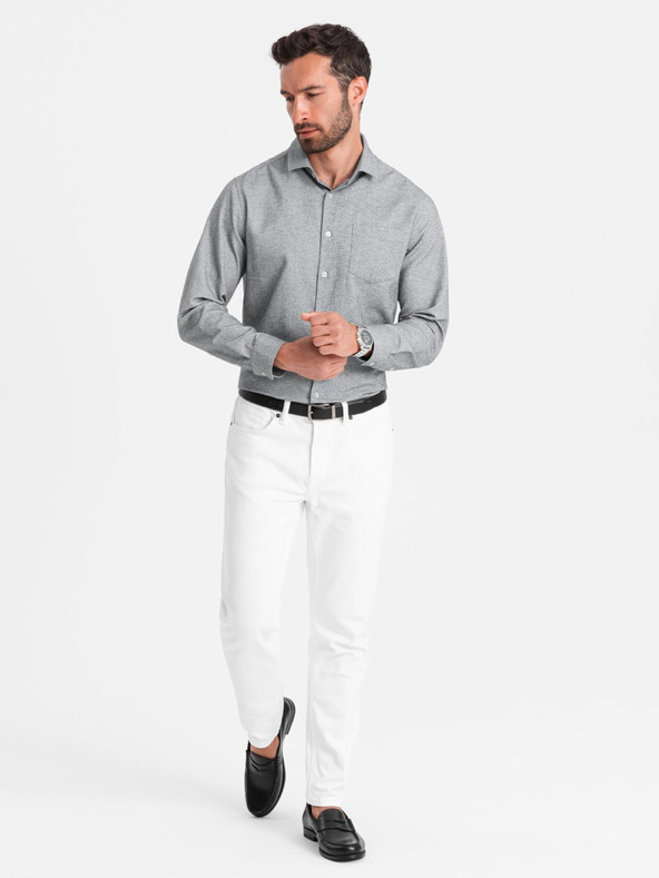 Ombre Clothing Svetlo siva moška srajca Ombre Clothing