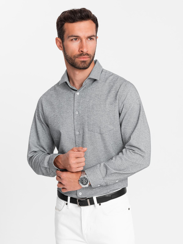 Ombre Clothing Svetlo siva moška srajca Ombre Clothing