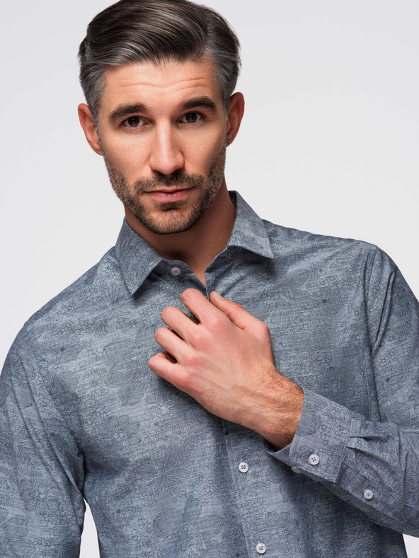 Ombre Clothing Siva moška srajca z vzorcem Ombre Clothing