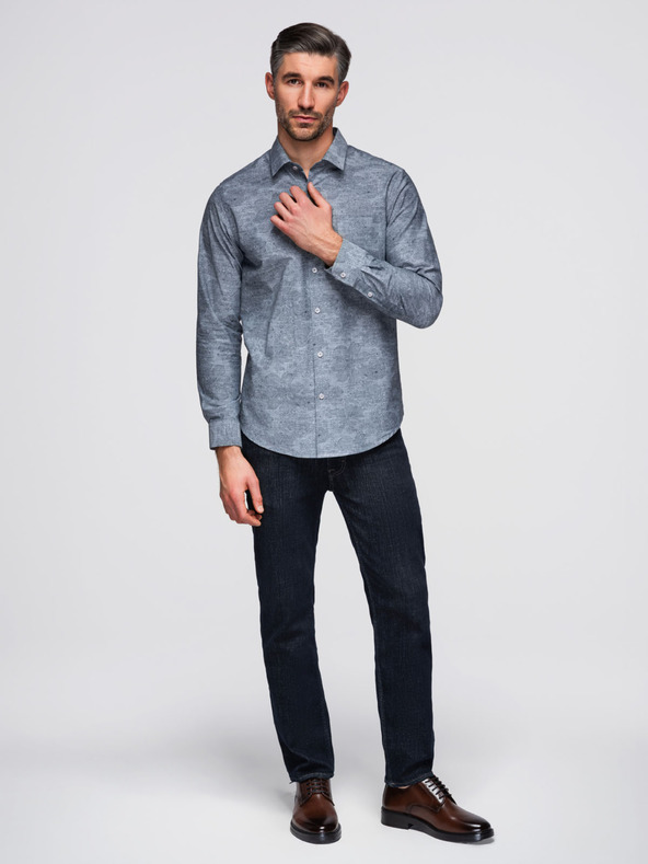 Ombre Clothing Siva moška srajca z vzorcem Ombre Clothing