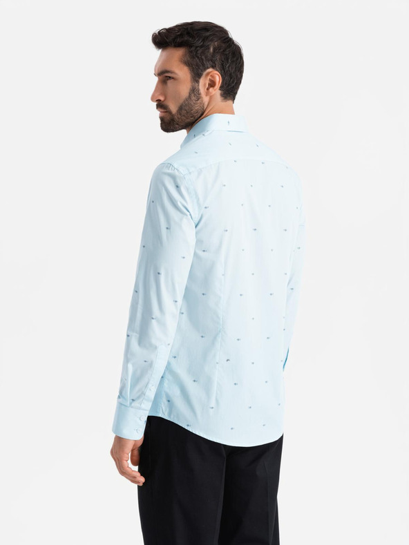 Ombre Clothing Svetlomodra moška vzorčasta majica Ombre Clothing