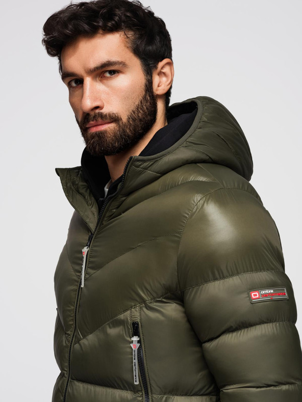 Ombre Clothing Temno zelena moška prešita zimska jakna Ombre Clothing