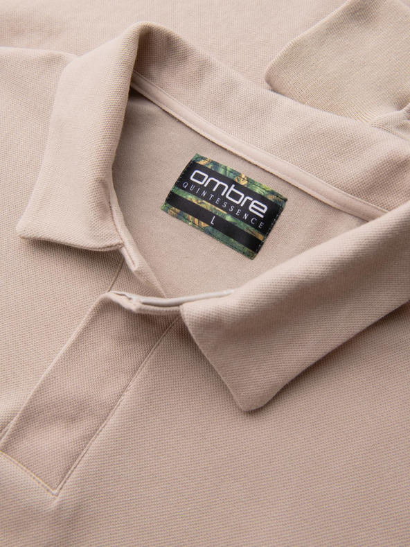 Ombre Clothing Bež moška majica z osnovnim ovratnikom Ombre Clothing