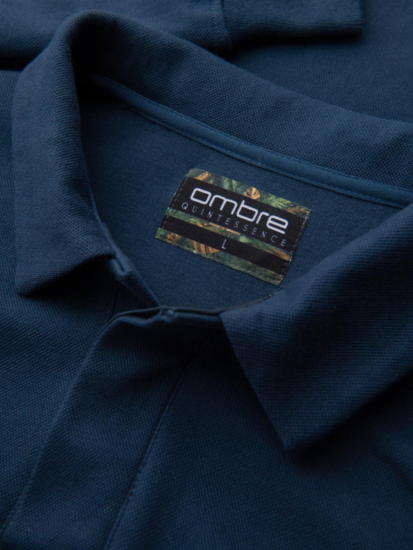 Ombre Clothing Temno modra moška majica z osnovnim ovratnikom Ombre Clothing