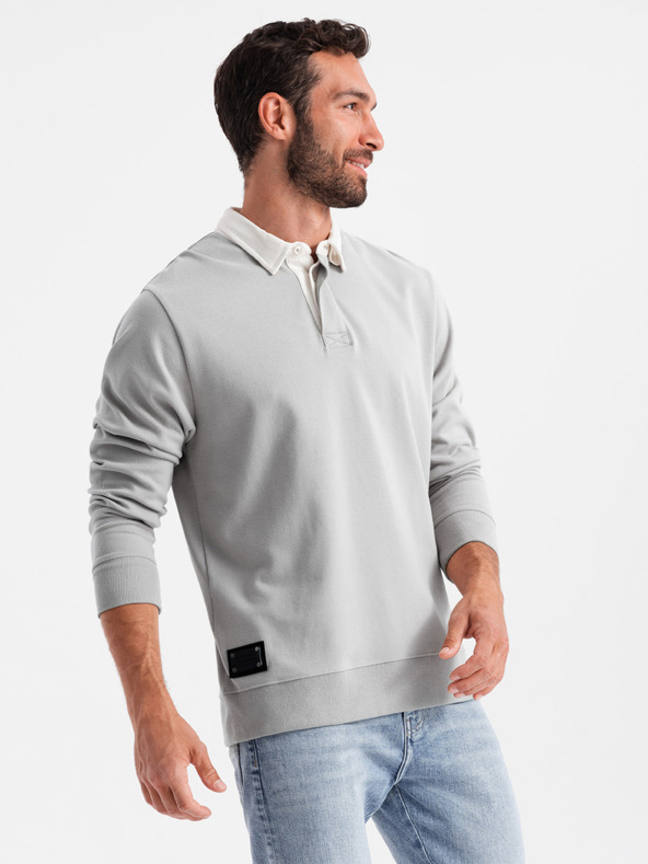 Ombre Clothing Svetlo siva Moška jopa z ovratnikom Ombre Oblačila