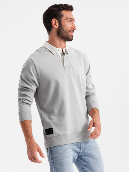 Ombre Clothing Svetlo siva Moška jopa z ovratnikom Ombre Oblačila