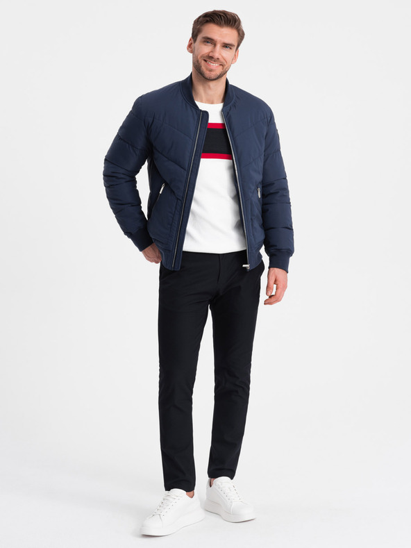 Ombre Clothing Temno modra moška prešita jopica Ombre Clothing