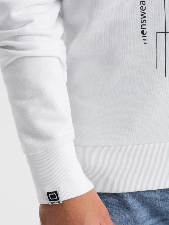 Ombre Clothing Bela moška kapuca s potiskom Ombre Clothing