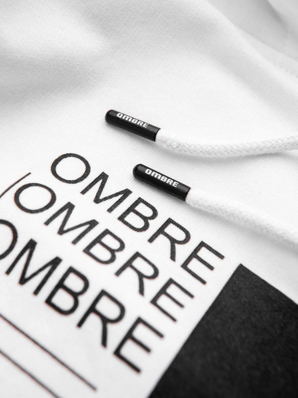 Ombre Clothing Bela moška kapuca s potiskom Ombre Clothing