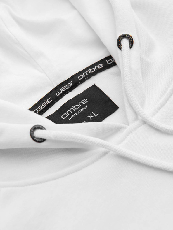 Ombre Clothing Bela moška kapuca s potiskom Ombre Clothing