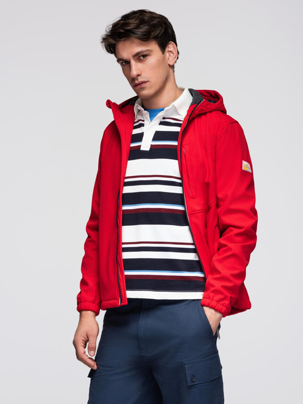 Ombre Clothing Rdeča moška softshell jakna Ombre Clothing