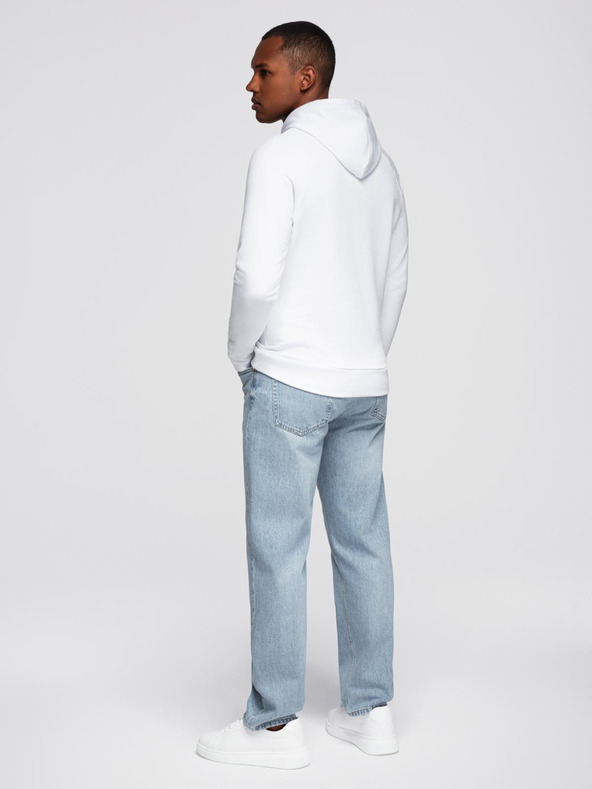 Ombre Clothing Rdeče-bela moška jopa s kapuco s potiskom Ombre Clothing