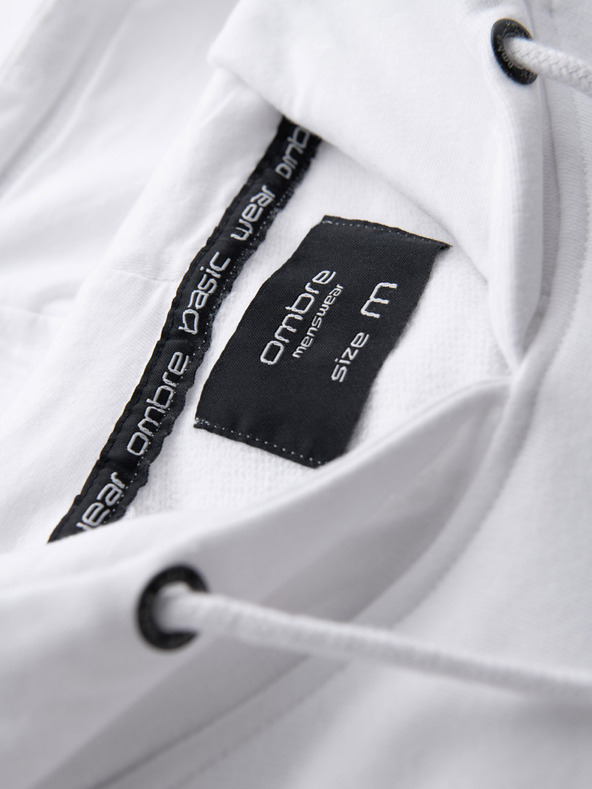 Ombre Clothing Rdeče-bela moška jopa s kapuco s potiskom Ombre Clothing