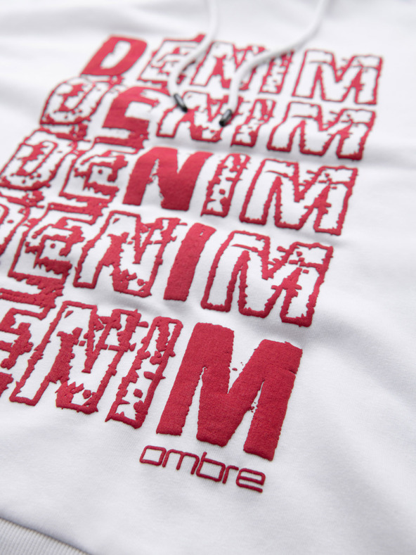 Ombre Clothing Rdeče-bela moška jopa s kapuco s potiskom Ombre Clothing