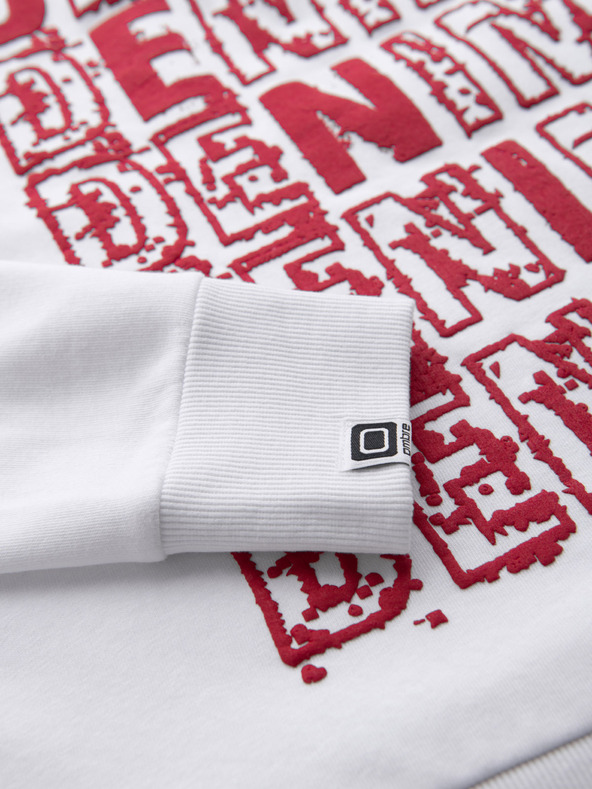 Ombre Clothing Rdeče-bela moška jopa s kapuco s potiskom Ombre Clothing