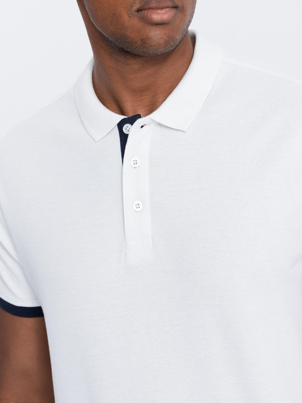 Ombre Clothing Bela moška polo majica Ombre Clothing